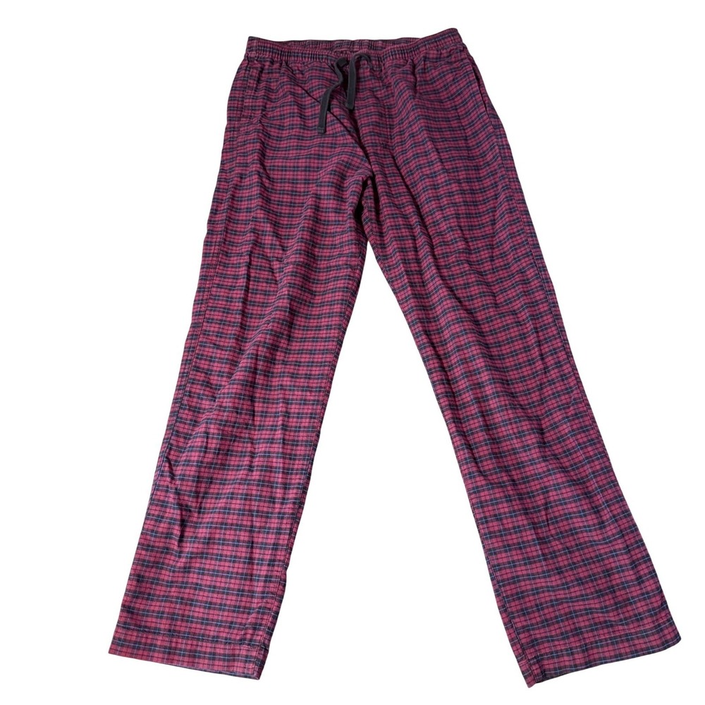Gap Pajama Pants Mens Medium Burgundy Plaid Woven Cotton Sleepwear Comfy Lounge